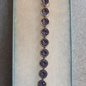 Touchstone Crystal Silver Ice Bracelet with Purple Swavorski Crytals